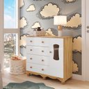 Ver imagem 1 de Cômoda Infantil 1 Porta com Janela e 4 Gavetas 100% MDF Lana Espresso Móveis Branco/Brilho/Amêndoa