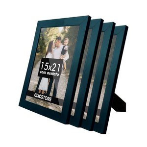 Kit 4 Porta Retrato 15x21 A5 Acetato Fotos Moldura Aparador Decoração Quadro:preto