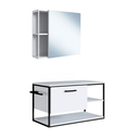 Ver imagem 2 de Conjunto Suspenso Banheiro Gabinete Espelheira 80cm Branco P1013