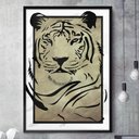 Ver imagem 1 de Quadro Decorativo Silhueta Tigre Folha Dourada-34x49Cm