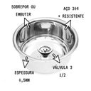 Ver imagem 3 de Longa Vida Útil - Cuba Inox 304 Anticorrosão 30x15cm
