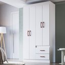 Ver imagem 2 de Guarda-Roupa 30204 4 Portas 2 Gavetas e 2 Prateleiras Rosário Branco