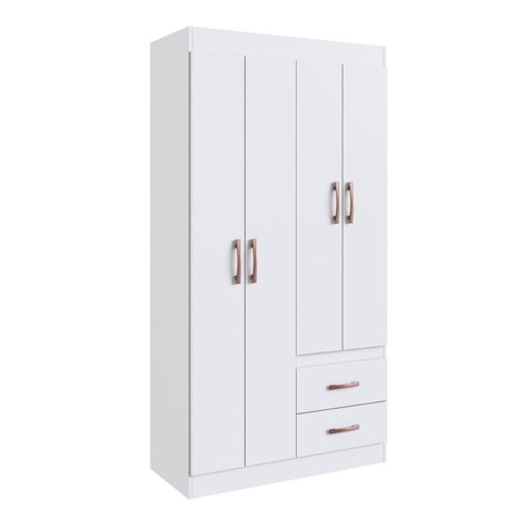 Guarda-Roupa 30204 4 Portas 2 Gavetas e 2 Prateleiras Rosário Branco