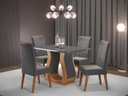 Ver imagem 1 de Conjunto de Mesa de Jantar Retangular em Madeira Maciça com 4 Cadeiras Nubia Vegas Yescasa Cinza/Mel