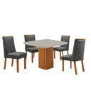 Ver imagem 2 de Mesa de Jantar Eloise 90cm Tampo MDF Vidro Canto Copo com 4 Cadeirasyasmin