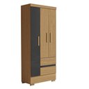 Ver imagem 2 de Guarda Roupa Casal 3 Portas 2 Gavetas em Mdf Banrô - Atacama/grafite