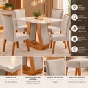 Ver imagem 4 de Mesa de Jantar Retangular Nubia com 4 Cadeiras Madeira Maciça Vegas Yescasa Mel/Blonde/Marfim