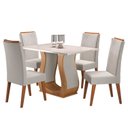 Ver imagem 2 de Mesa de Jantar Retangular Nubia com 4 Cadeiras Madeira Maciça Vegas Yescasa Mel/Blonde/Marfim