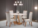 Ver imagem 1 de Mesa de Jantar Retangular Nubia com 4 Cadeiras Madeira Maciça Vegas Yescasa Mel/Blonde/Marfim