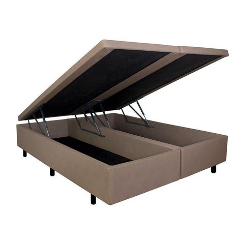 Base Box Baú King 193x203x42cm em Courino com Pistão a Gás B&g