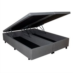 Base Box Baú King 193x203x42cm em Courino com Pistão a Gás - 1