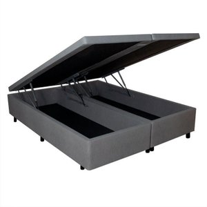 Base Box Baú King 193x203x42cm em Courino com Pistão a Gás
