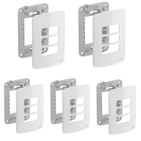 Kit C/5 Placa e Suporte 4x2" 3 Posições Weg Compose Branco