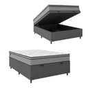Ver imagem 1 de Cama Box Baú Casal Colchão Molas Ensacadas Mirage 138x188x65cm Cinza/Branco Umaflex