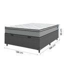 Ver imagem 4 de Cama Box Baú Casal Colchão Molas Ensacadas Mirage 138x188x65cm Cinza/Branco Umaflex