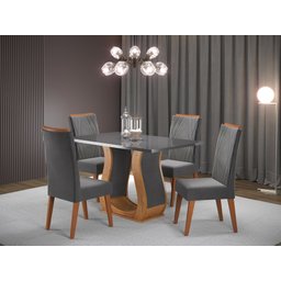 Mesa de Jantar Retangular Salin com 4 Cadeiras Madeira Maciça Vegas  - 1