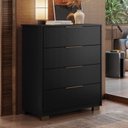 Ver imagem 1 de Cômoda para Quarto com 4 Gavetas Alia com Pés Alia Preto/Prime Tx/Amêndola