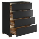 Ver imagem 4 de Cômoda para Quarto com 4 Gavetas Alia com Pés Alia Preto/Prime Tx/Amêndola