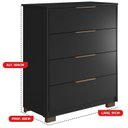 Ver imagem 3 de Cômoda para Quarto com 4 Gavetas Alia com Pés Alia Preto/Prime Tx/Amêndola