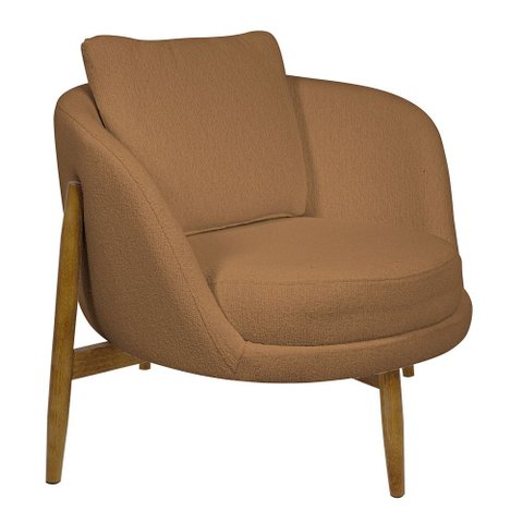Poltrona Decorativa Austin Base Madeira Bouclé Terracota - Nexta Casa