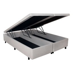 Base Box Baú King 193x203x42cm em Courino com Pistão a Gás - 1