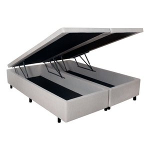 Base Box Baú King 193x203x42cm em Courino com Pistão a Gás