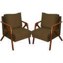 Ver imagem 1 de Kit 2 Poltrona Decorativa para Sala Recepção Consultório Reforçada em Madeira Maciça Shine Suede