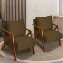 Ver imagem 2 de Kit 2 Poltrona Decorativa para Sala Recepção Consultório Reforçada em Madeira Maciça Shine Suede