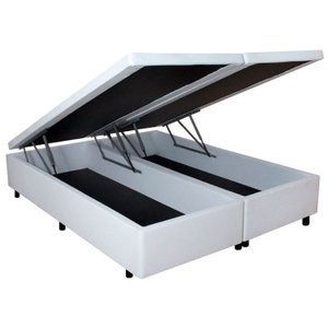 Base Box Baú King 193x203x42cm em Courino com Pistão a Gás