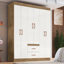 Ver imagem 2 de Guarda-Roupa 30206 6 Portas 2 Gavetas 2 Prateleiras Rivera Bege/Off White/Nogueira