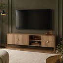 Ver imagem 4 de Rack para Sala de Estar TV 65 pol Industrial Orgânico Alek A03 Hanover Dourado - Lyam Decor