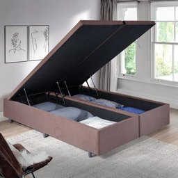 Base Box Baú King 193x203x42cm em Suede com Pistão a Gás - 2