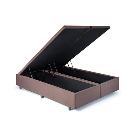 Base Box Baú King 193x203x42cm em Suede com Pistão a Gás B&g