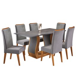Mesa de Jantar Retangular Vitalic com 6 Cadeiras Madeira Maciça Vegas  - 2
