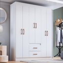 Ver imagem 2 de Guarda-Roupa 50206 6 Portas 2 Gavetas 4 Prateleiras Sidney Branco