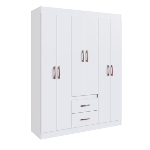 Guarda-Roupa 50206 6 Portas 2 Gavetas 4 Prateleiras Sidney Branco