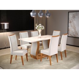 Mesa de Jantar Retangular Vitalic com 6 Cadeiras Madeira Maciça Vegas  - 1