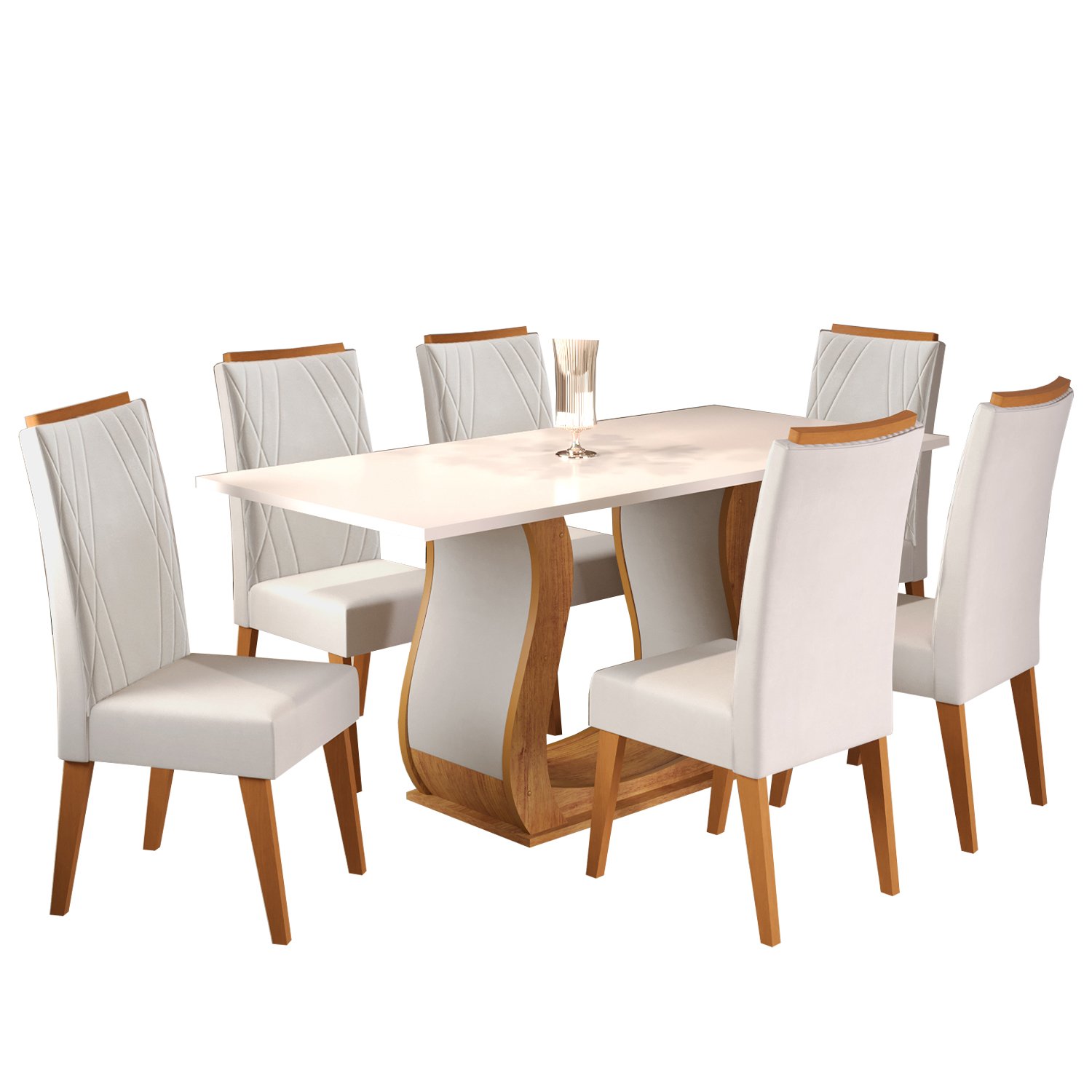 Mesa de Jantar Retangular Vitalic com 6 Cadeiras Madeira Maciça Vegas  - 2