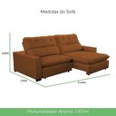 Ver imagem 3 de Sofa Retratil Reclinavel 2 Lugares 240cm Veludo Andreia Laranja Terracota