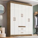 Ver imagem 2 de Guarda-Roupa 6 Portas 2 Gavetas 4 Prateleiras Sidney Bege/Off White/Nogueira