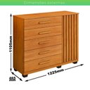 Ver imagem 3 de Cômoda 5 Gavetas 1 Porta 122cm Paris Marrom/Cinamomo