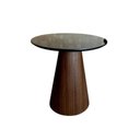 Ver imagem 1 de Mesa Cone Lateral Base Imbuia Rajado Tampo 51 Cm Laca Preta Marrom Preta