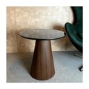 Ver imagem 2 de Mesa Cone Lateral Base Imbuia Rajado Tampo 51 Cm Laca Preta Marrom Preta