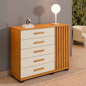 Cômoda 5 Gavetas 1 Porta 122cm Paris