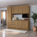 Ver imagem 1 de Armário de Cozinha Compacta Nicho Micro-ondas 100% Mdf 230cm Nogueira Celeste Kappesberg