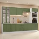 Ver imagem 1 de Armário de Cozinha Completa 340 cm Branco/Verde Vik Madesa 01