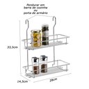Ver imagem 2 de Suporte Duplo Aéreo Porta Condimentos de Cozinha Pendurar