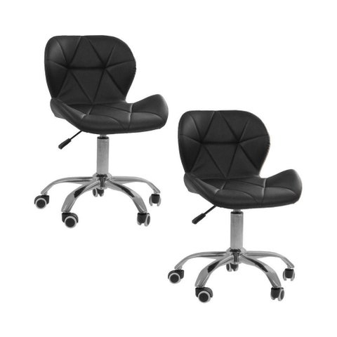 Kit 02 Cadeiras Giratórias Office Eiffel Slim Oficial Preto