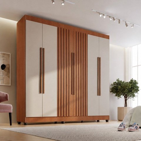 Guarda-Roupa Casal 6 Portas 2 Gavetas Apolo Freijo Off White