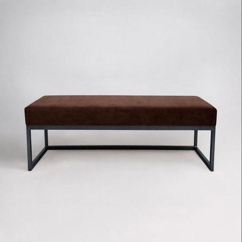 Puff para Quarto 140x40cm Veludo Ted Marrom/Preto